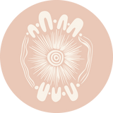 Aboriginal, pink design for circle icon that represents community.