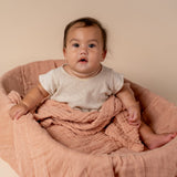 Layered Muslin Blanket - Soft Pink Ochre