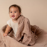 Layered Muslin Blanket -Soft Brown Ochre